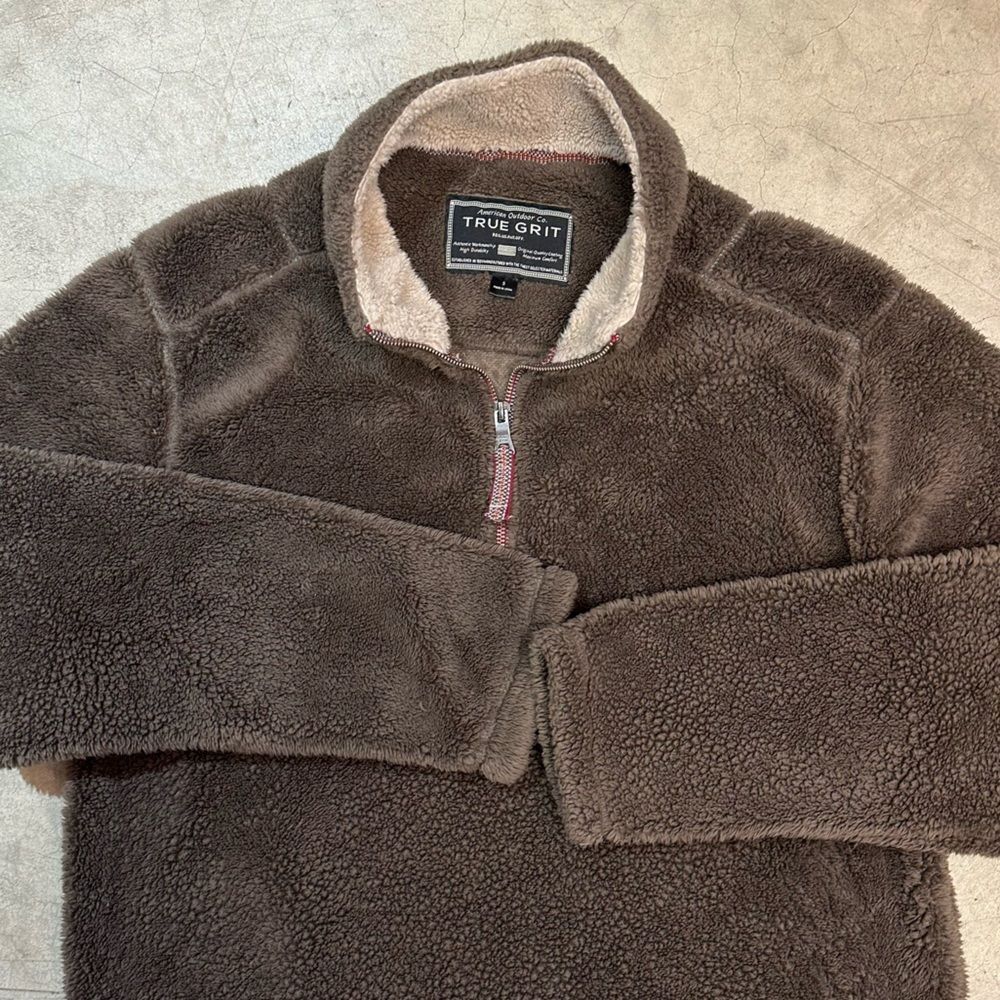 True Grit Soft Pullover Jacket Mens Size Small Brown Teddy Bear